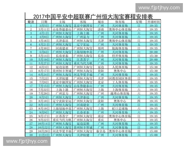 2017中超联赛完整赛程安排及各队比赛时间详情 2017中超联赛完整赛程安排及各队比赛时间详情
